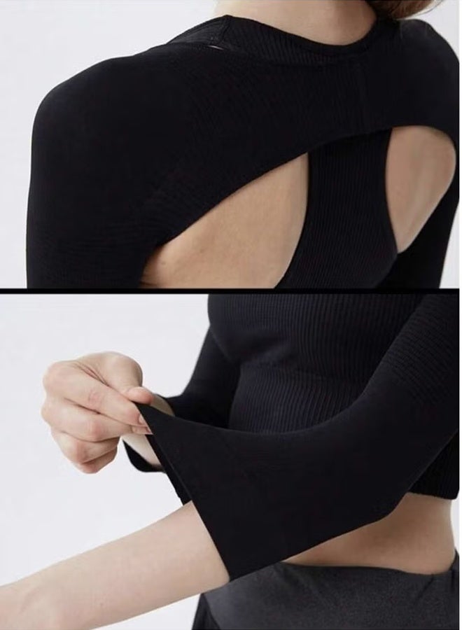 Women's Slimming Arm Shapers, Back Shoulder Support Wrap Correct Posture Corrector Humpback, Women Elastic Compression Arm Shaper Back Shoulder, Black (L) - Image 3