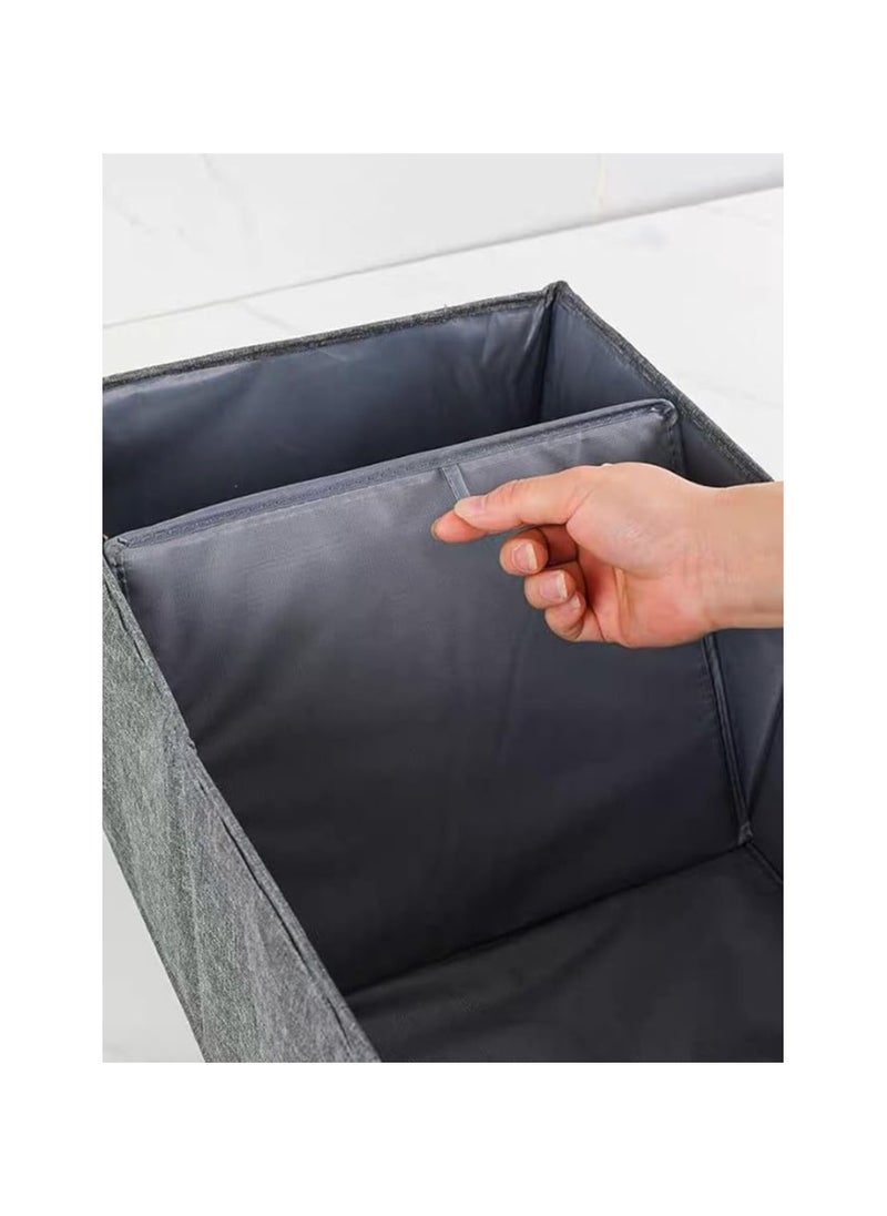 Generic Clothes Storage Box, Positive Artifact Layer Basket, Divided Fabric, Foldable Large Capacity Storage Box - Grey  - Image 4