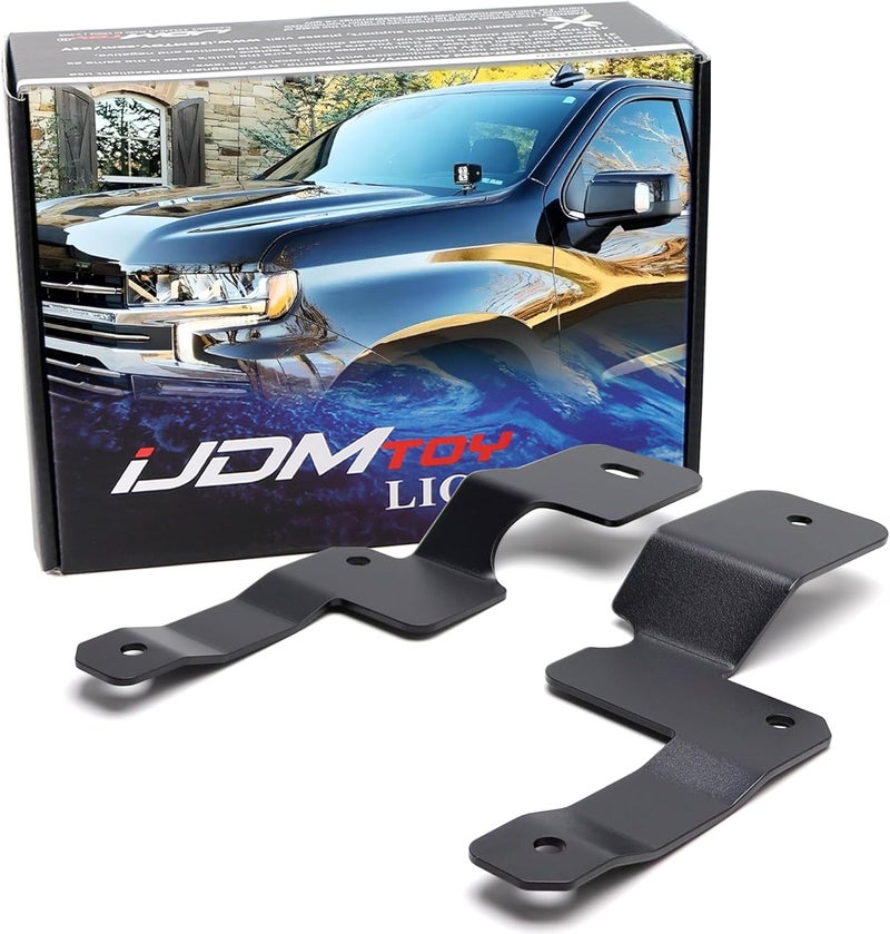 iJDMTOY Heavy Duty Steel Hood Hinge Mount A-Pillar LED Ditch Light Bracket for 2019-up Chevrolet Silverado 1500, GMC Sierra 1500 - Image 1