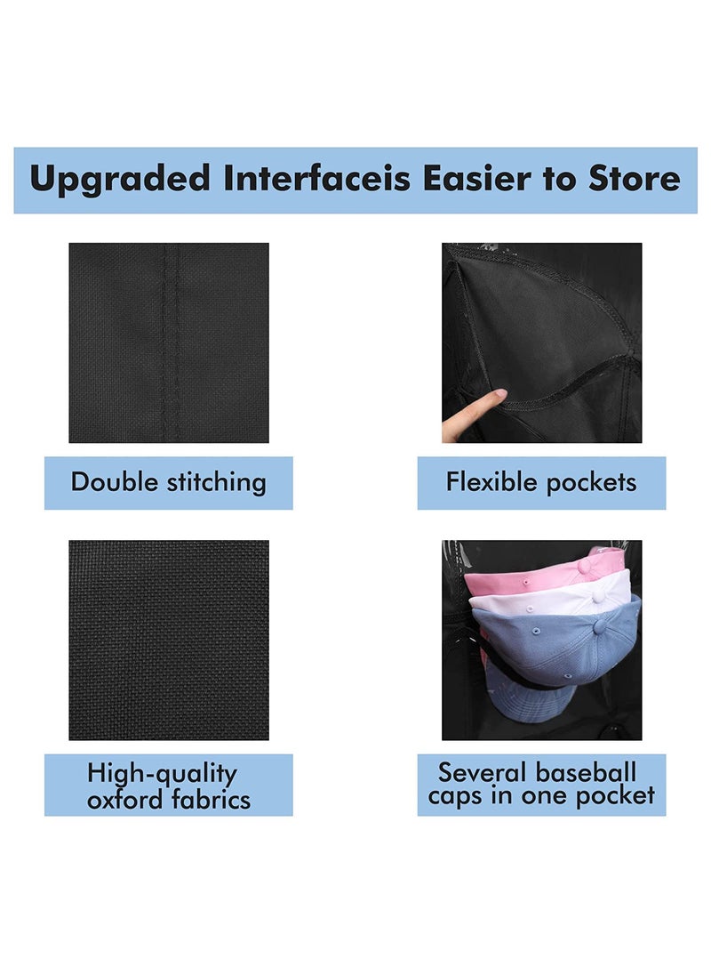 SAKRIMAL SAKRIMAL Baseball Hat RackHat Rack Organizer 7 Pocket OverTheDoor Cap Organizer with Clear Deep Pockets to Display Your Baseball Caps CollectionBaseball Hat Rack for Wall Door with 2 Hooks  - Image 4