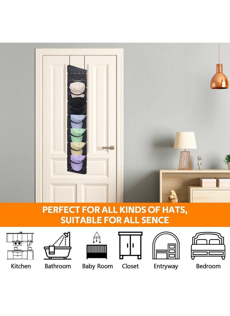 SAKRIMAL SAKRIMAL Baseball Hat RackHat Rack Organizer 7 Pocket OverTheDoor Cap Organizer with Clear Deep Pockets to Display Your Baseball Caps CollectionBaseball Hat Rack for Wall Door with 2 Hooks  - Image 3