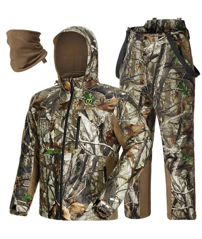 TIDEWE Hunting Clothes for Men with Face Mask Silent Waterproof Hunting Jacket and Adjustable Bibs InsulatedLined Safety Strap Compatible Next Camo G2 Size L - Image 2