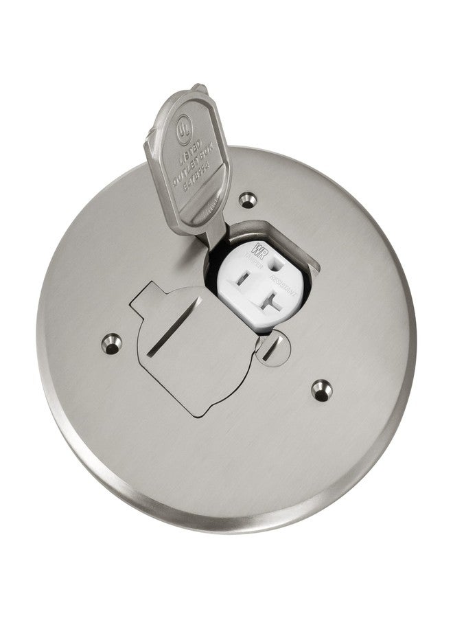 Enerlites Five Inch Round Hard Metal Floor Box Covers, PVC Floor Box, and Mounting Rings 1 Gang 975517-S 1 - Image 1
