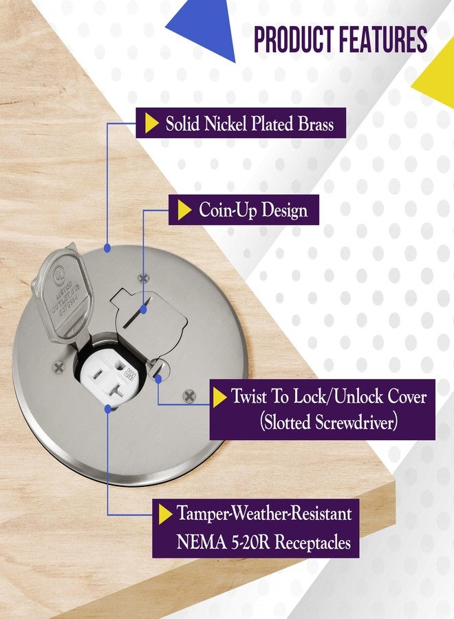 Enerlites Five Inch Round Hard Metal Floor Box Covers, PVC Floor Box, and Mounting Rings 1 Gang 975517-S 1 - Image 2