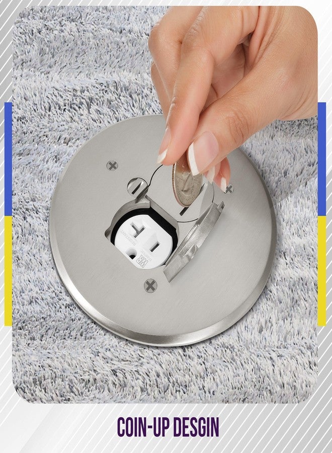Enerlites Five Inch Round Hard Metal Floor Box Covers, PVC Floor Box, and Mounting Rings 1 Gang 975517-S 1 - Image 4