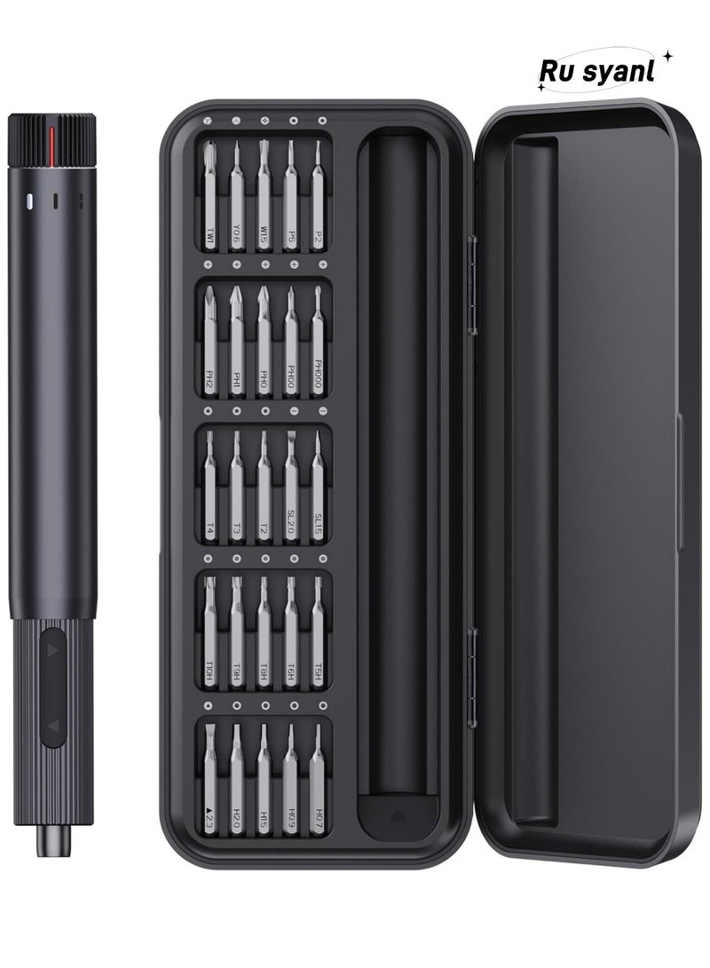 Ru syanl Precision Electric Screwdriver Set with 25 Magnetic Bits - Rechargeable Magnetic Small Set for PC Building Electronic Phone Camera Laptop Watch Camera Repair Kit Mini Power Screwdriver - Image 1