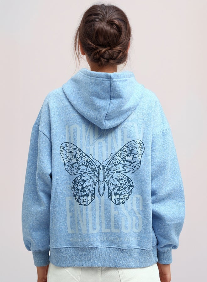 RAVIN Heather Sky Blue Hoodie Long Sleeves  - Image 3