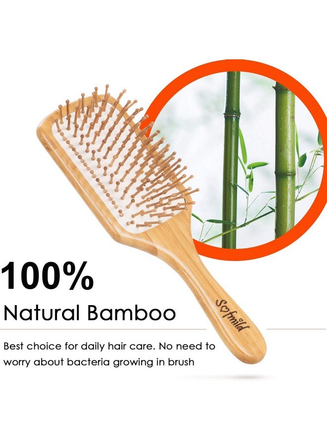 Sofmild Hair Brushnatural Wooden Bamboo Brush And Detangle Tail Comb Instead Of Brush Cleaner Tool Eco Friendly Paddle Hairbrush For Women Men And Kids Make Thin Long Curly Hair Health And Massage Scalp - Image 4