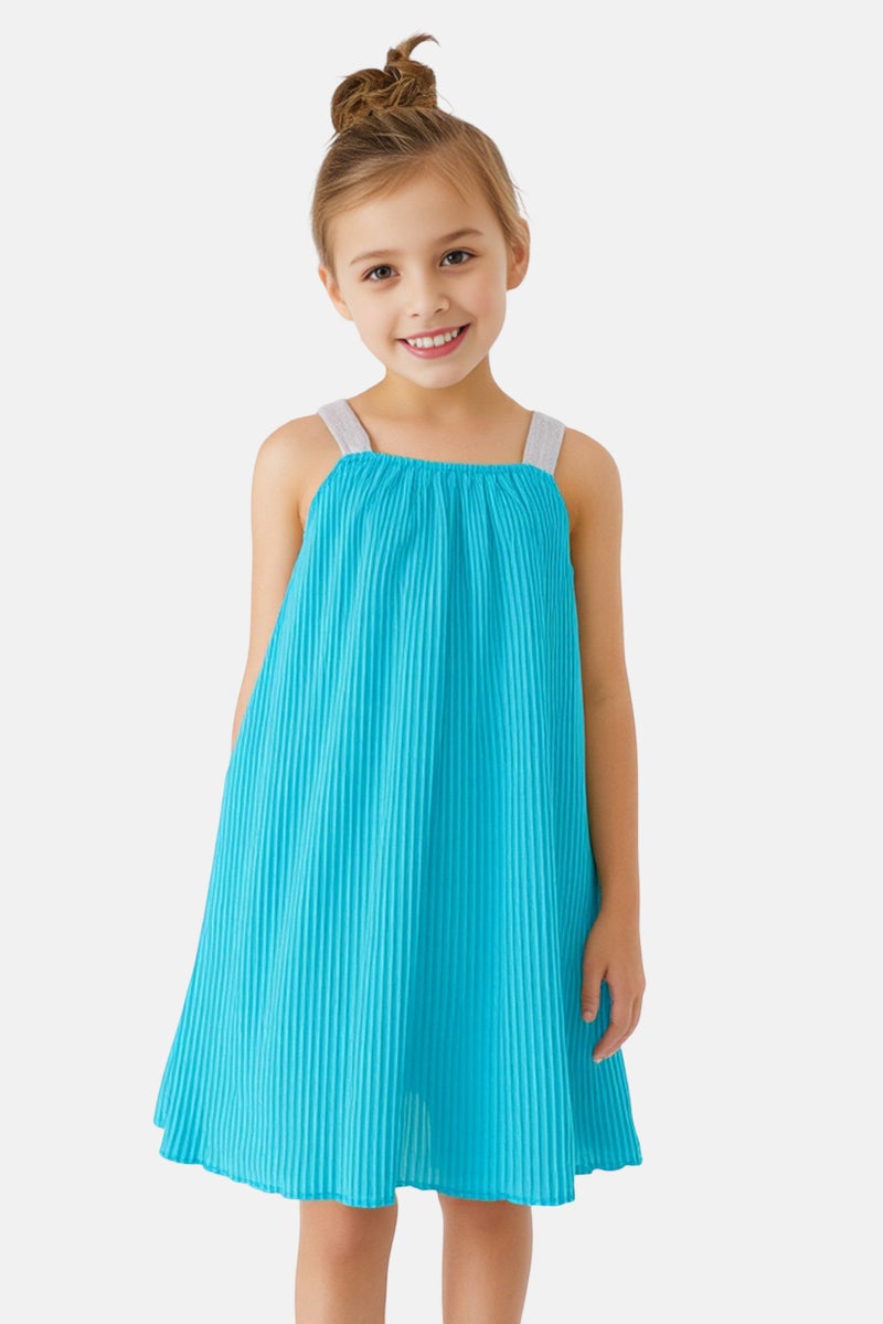 English Laundry Kids Girl Ribbed Casual Dress, Turquoise - Image 1