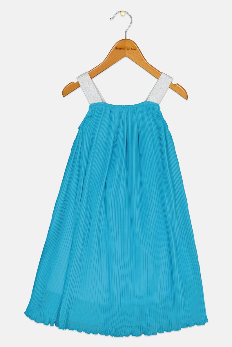 English Laundry Kids Girl Ribbed Casual Dress, Turquoise - Image 2