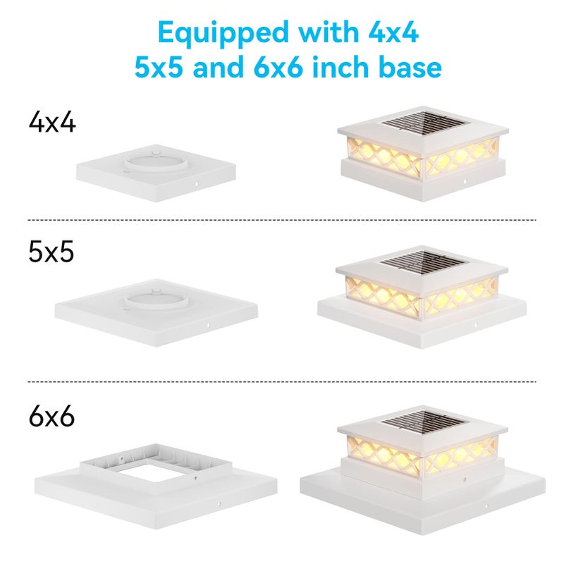 TopVelo 6 Packs Solar Post Cap Lights for Fence and Deck â€“ Auto On/Off Outdoor Lighting, 2 Color Modes with 16 LEDs, Fits 4x4 5x5 6x6 Posts (White) - Image 3
