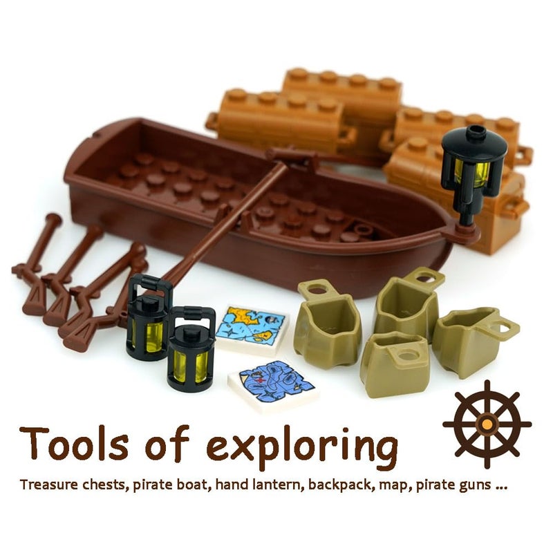 Pamvava Money Treasure Chest Bank Pirate Ships, Friends City Accessories Building Block, Maps Dollar Jewel Gems Diamonds Gold Bar Coins Bricks Pieces, Crystals Bill Cash Parts Sets - Image 4