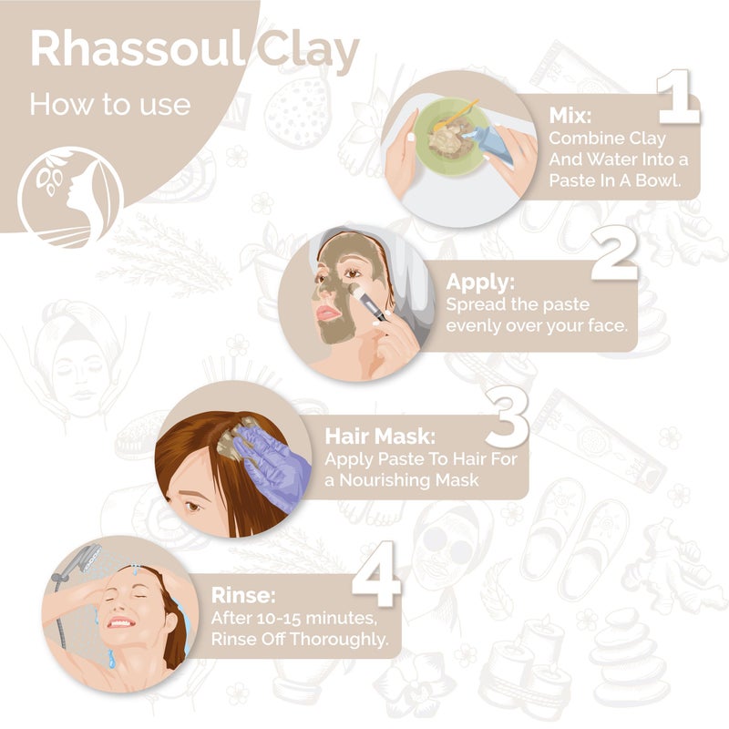 Fatima's Garden Rhassoul Clay - Natural Detox Clay for Skin & Hair, 250g - Image 5
