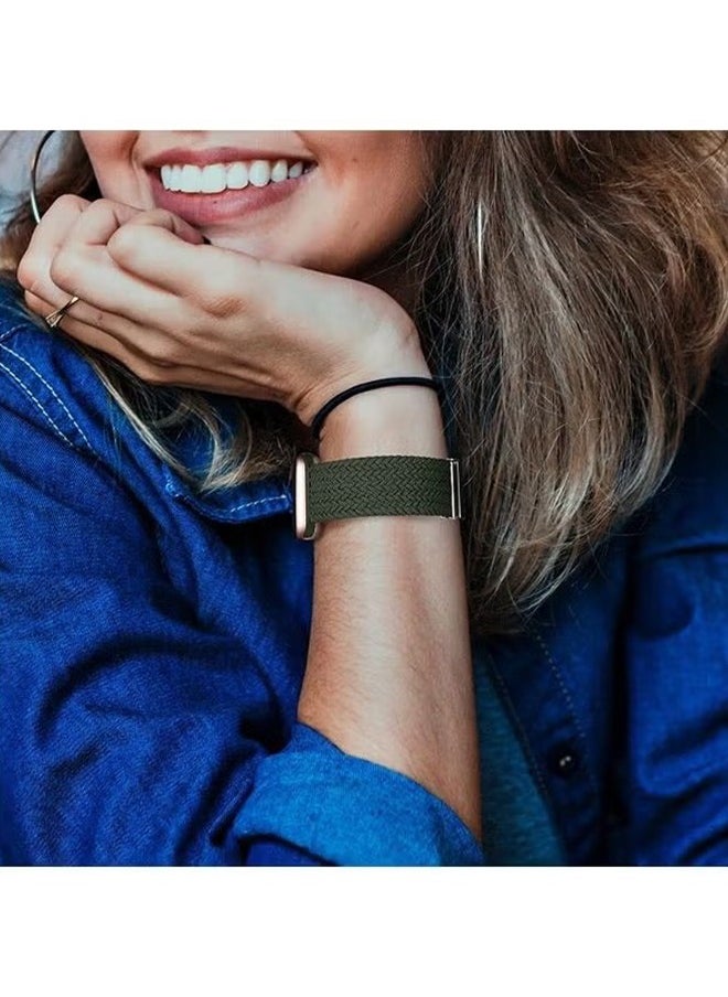 Braided Solo Loop Stretchy Strap Compatible With Apple Watch Band SE 38/40/41mm iWatch Series 7/6/5/4/3/2/1 Soft and Breathable Elastic Wristband Green