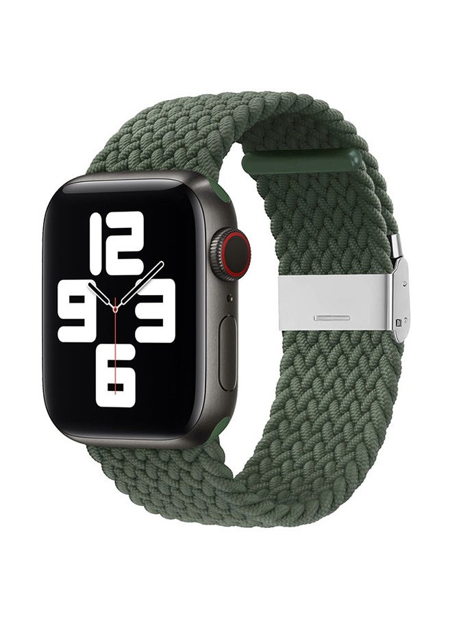 Braided Solo Loop Stretchy Strap Compatible With Apple Watch Band SE 38/40/41mm iWatch Series 7/6/5/4/3/2/1 Soft and Breathable Elastic Wristband Green