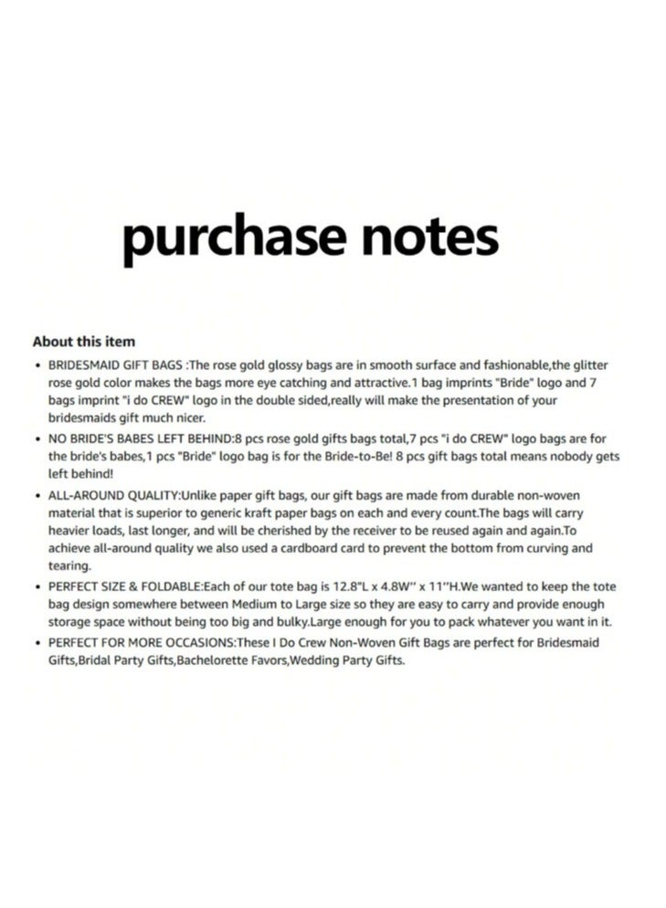 أكياس هدايا وصيفات العروس 8 اكياس لامعة ذات  مظهر انيق 7 اكياس لفريق العروس بلون لؤلؤي معدني مزين بعبارة Team Bride و كيس واحد باللون الوردي بشعار Bride للعروس - Image 2