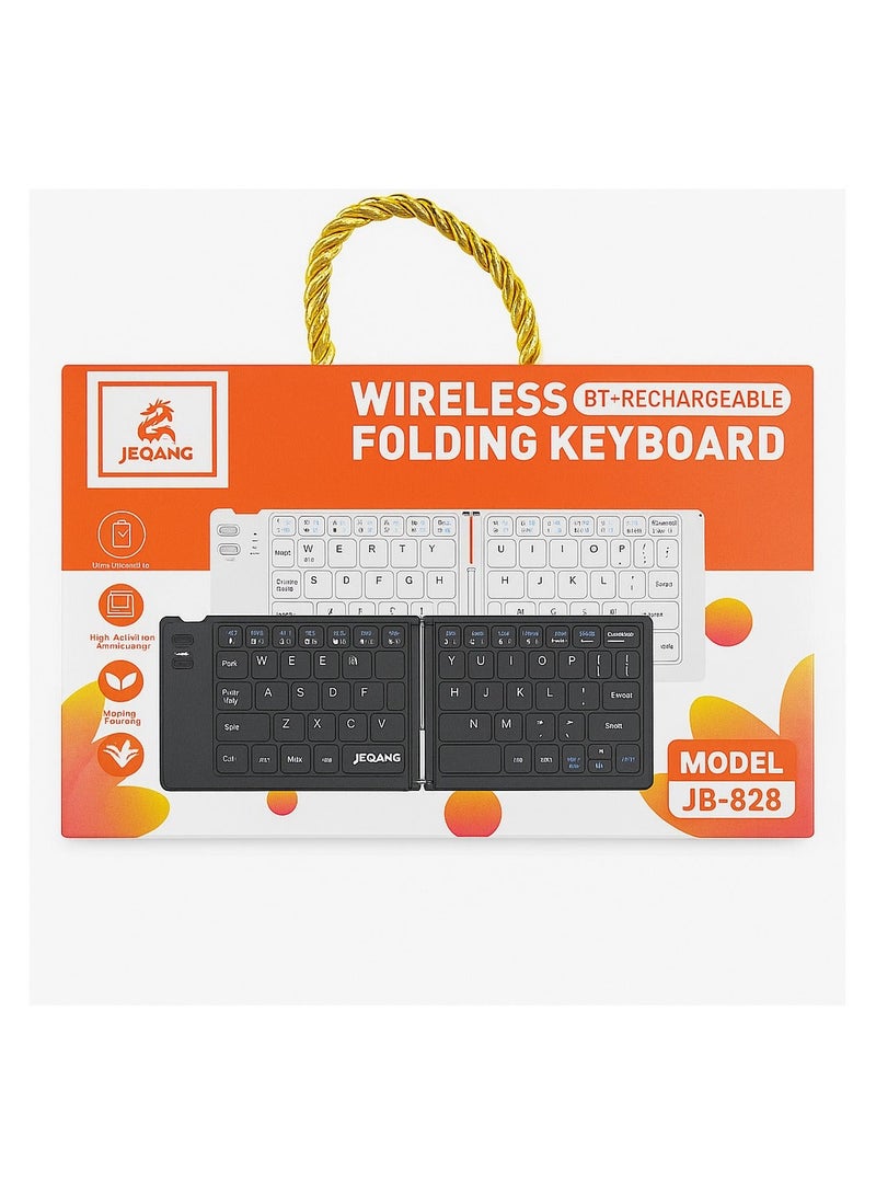 جاما كيبورد بلوتوث لاسلكي قابل للطي Jeqang JB-828 | بتقنية Bluetooth 5.0 | بطارية قابلة لإعادة الشحن | مفاتيح مقصّية هادئة | متوافق مع iOS و Android و Windows - Image 3