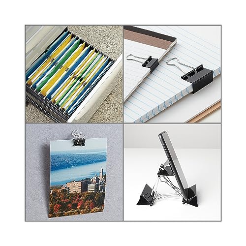 Universal Binder Clips with Storage Tub, (50) Small (0.75"), (10) Medium (1.25"), Black/Silver - Image 5