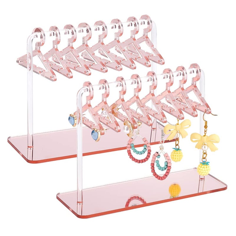 PH PandaHall 2 Sets Acrylic Earring Holder, Coat Hanger Jewelry Display Dangle Earring Hanging Organizer Acrylic Ear Studs Display Rack for Retail Show Personal Exhibition, 2.3x4.6x5.9inch - Image 1