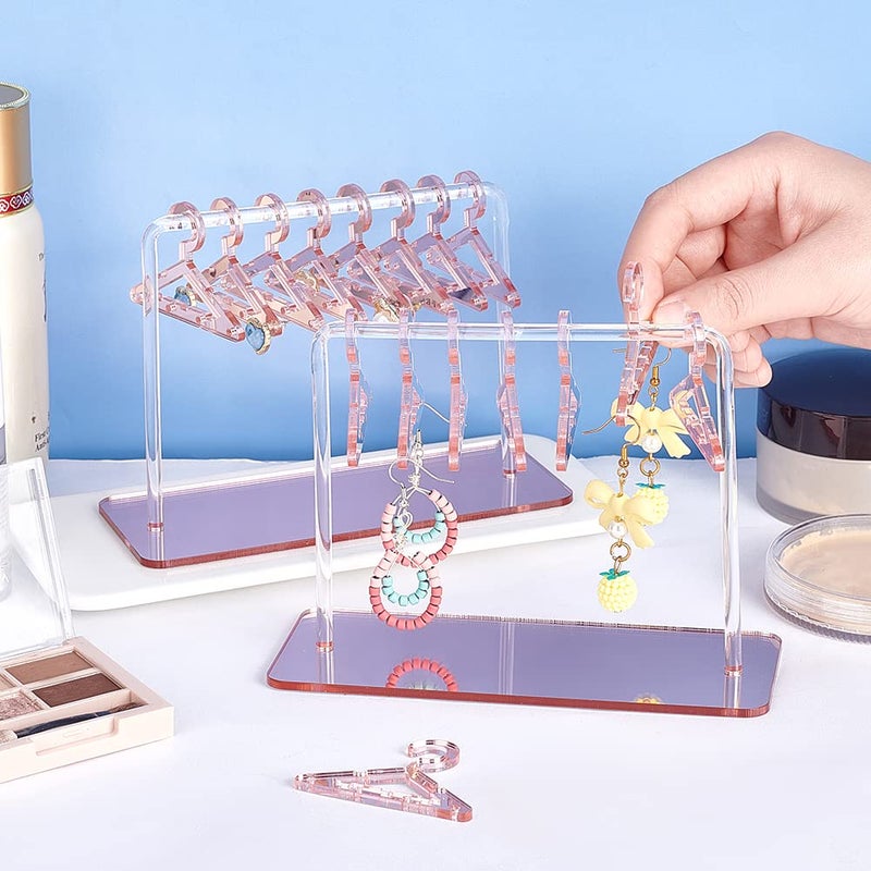 PH PandaHall 2 Sets Acrylic Earring Holder, Coat Hanger Jewelry Display Dangle Earring Hanging Organizer Acrylic Ear Studs Display Rack for Retail Show Personal Exhibition, 2.3x4.6x5.9inch - Image 3