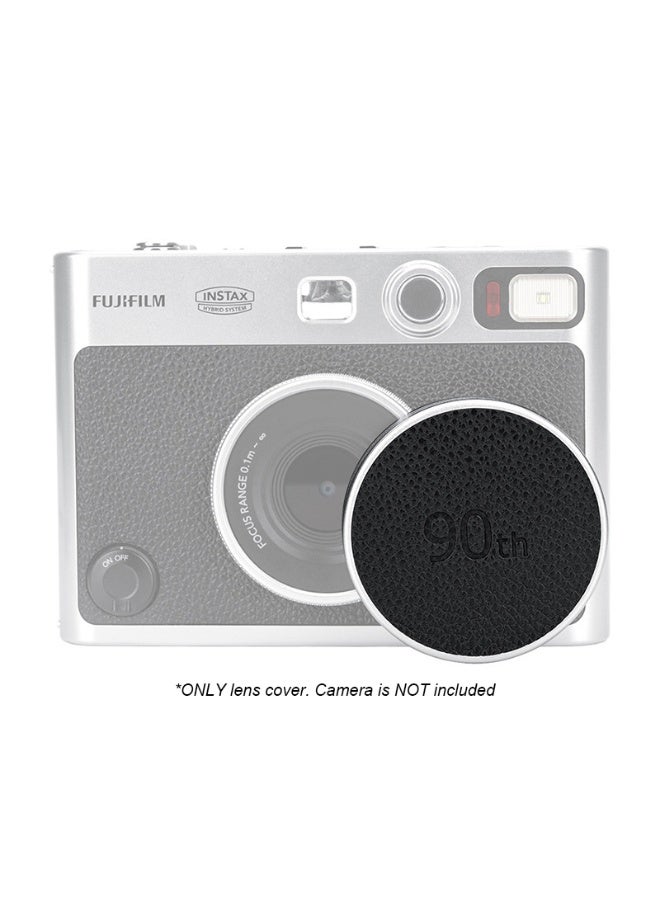 JJC Retro Leather Lens Cap for Fujifilm Instax Mini EVO,  Dustproof Anti-Scratches Camera Lens Cover with Soft EVA Interior, Aluminum Alloy Lens Protective Cover for Fuji Mini Evo Lens Instant Camera Accessories, Leather Black - Image 1