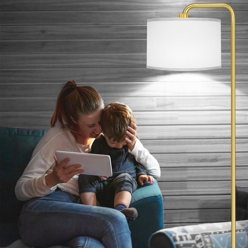 PARTPHONER [Upgraded] LED Floor Lamp for Living Room, 3 Color Temperature Floor Lamp with Foot Switch Modern Standing Lamp Tall Pole Floor Reading Lamp for Bedroom, Study Room, Office, 9W Bulb Included, Gold - Image 3