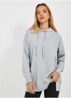Oversized Longline Hoodie with Dropped Shoulder