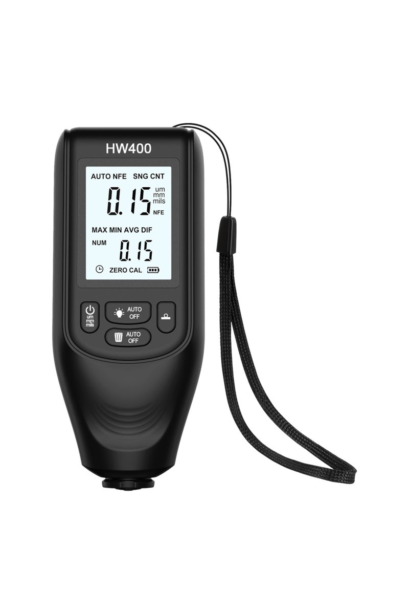 erorex HW400 Black HW400 Car Paint Thickness Tester Auto Film Coating Thickness Gauge Meter Manual Paint To