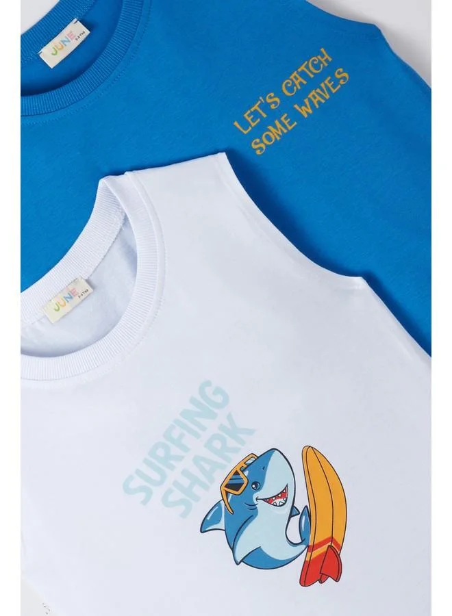 جون June Boy 2-Pack Tank Top White - Dark Blue