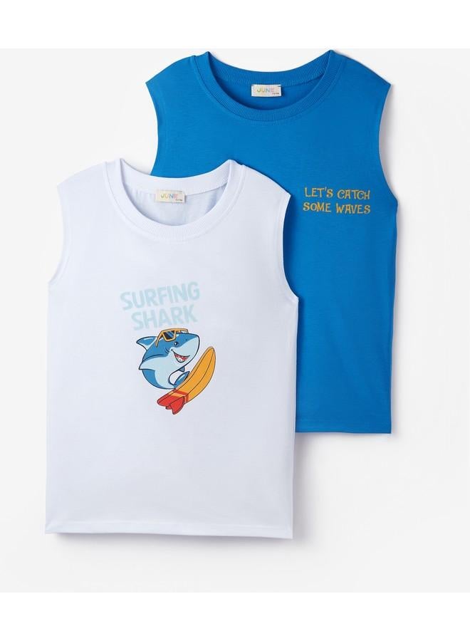 JUNE June Boy 2-Pack Tank Top White - Dark Blue - Image 1