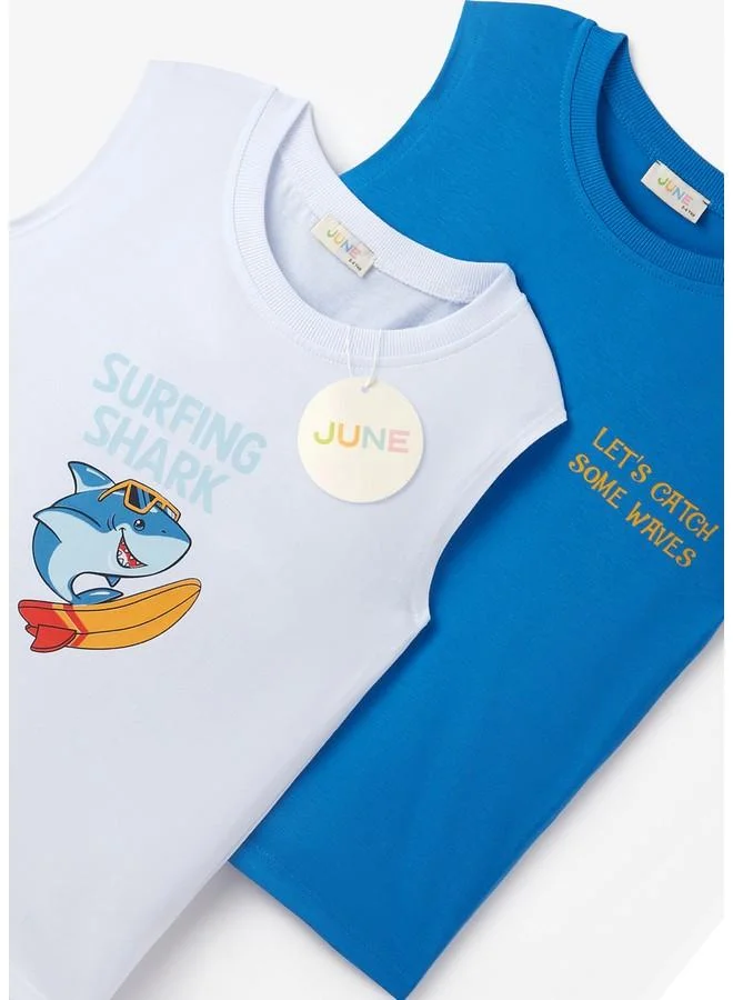 جون June Boy 2-Pack Tank Top White - Dark Blue
