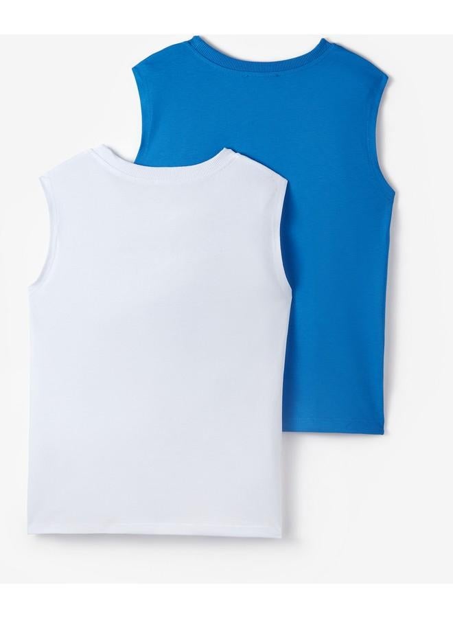 JUNE June Boy 2-Pack Tank Top White - Dark Blue - Image 2