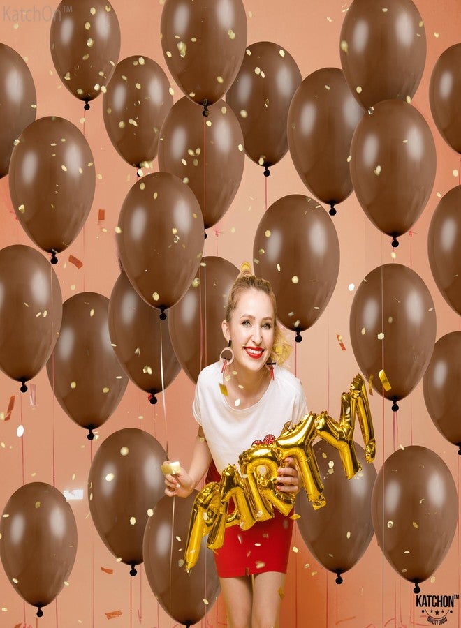 كاتشون بالونات كاتشون البنية المصنوعة من اللاتكس، مثالية لحفلات أعياد الميلاد - مقاس كبير 12 بوصة، عبوة من 50 بالونًا | بالونات قهوة لتزيين حفلات الشوكولاتة | بالون بني معدني لتزيين حفلات أعياد الميلاد - Image 3