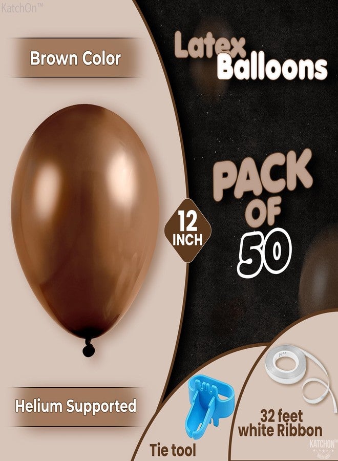 كاتشون بالونات كاتشون البنية المصنوعة من اللاتكس، مثالية لحفلات أعياد الميلاد - مقاس كبير 12 بوصة، عبوة من 50 بالونًا | بالونات قهوة لتزيين حفلات الشوكولاتة | بالون بني معدني لتزيين حفلات أعياد الميلاد - Image 2