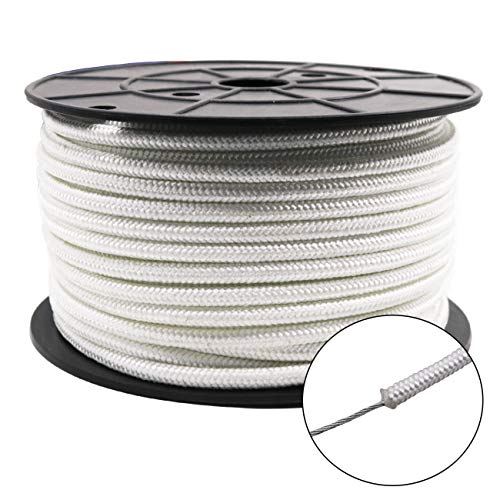 Amgate Wire Center Flagpole Rope 1/4" x 100 feet - Braided Polyester Line with Steel Center Marine Grade Flag Pole Halyard Rope - Image 2