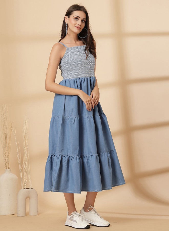 PlusS فستان ميدي ضيق وواسع للنساء - Image 3