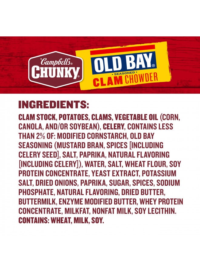 Campbell's Chunky Soup, OLD BAY Seasoned Clam Chowder, 18.8 oz Can - Image 1