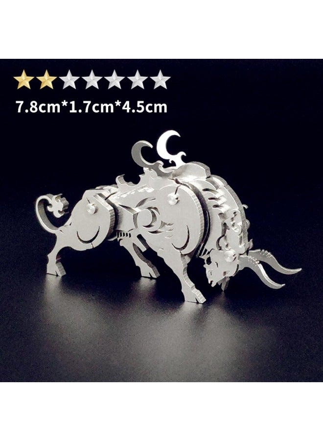 Steel Warcraft Scorpion King Color Scorpion Scorpion Three-dimensional Puzzle Metal Assembled Mechanical Insects Children's Educational Toys-Color:【Zodiac Cow】 Diy/Finished Product Please Note - Image 1