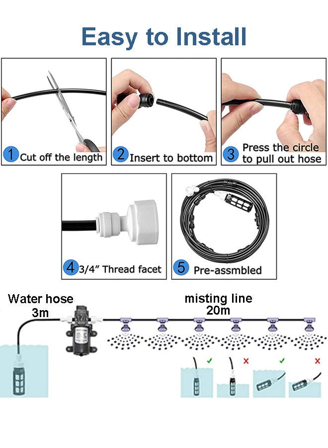 Generic Full Set 20 Meters Misting Cooling System DIY Mist Irrigation with Booster Pump for Outdoor Patio Garden Lawn Greenhouse Waterpark  - Image 2