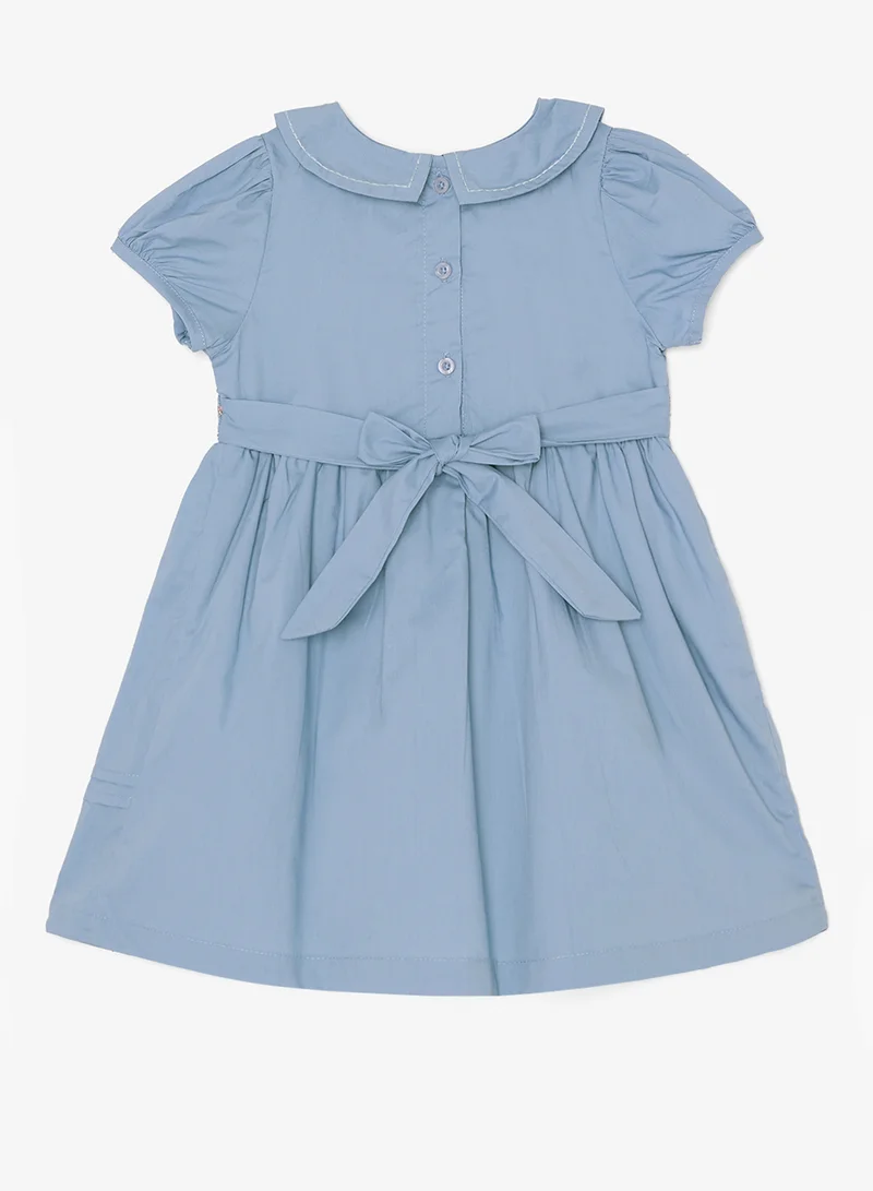 Ripples Girls Short Sleeves Collar Dress