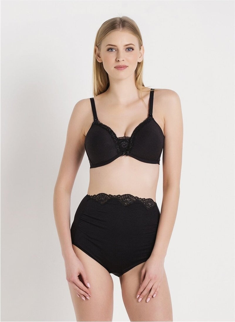 Magic Form 5761 Scalloped Lacy Thin Sponge Nursing Bra - Black  - Image 3
