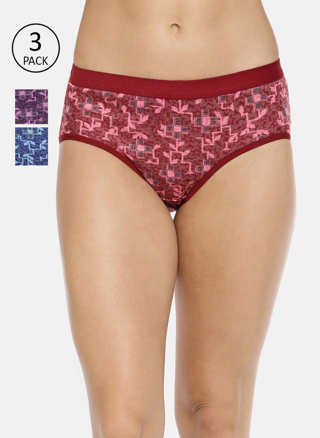 Red Rose Women Pack of 3 Assorted Hipster Briefs - Cool 4XL - Image 1