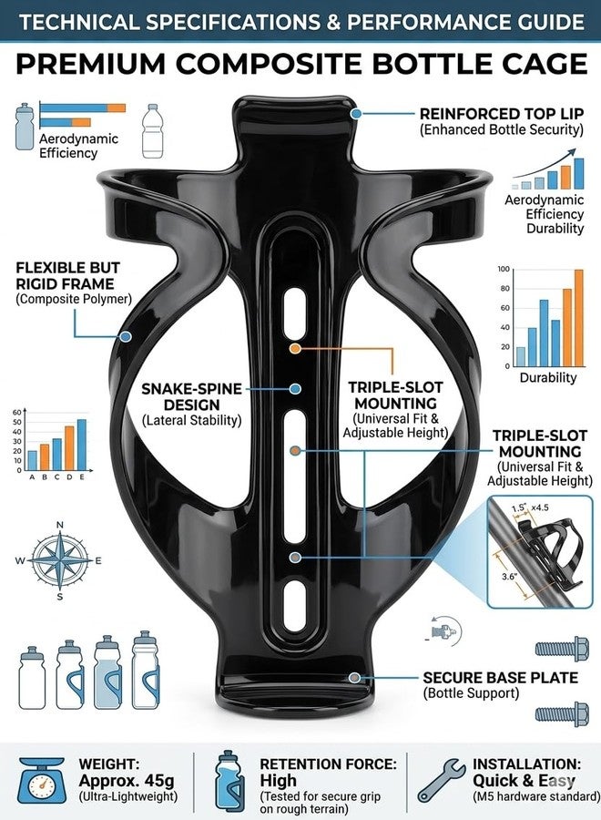 Wavva Bicycle Cycle Bottle Holder Cage (Black) - Image 5