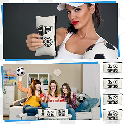 Lauwell 12 Pieces Soccer Makeup Bag Cosmetic Bag with Words Soccer Travel Storage Portable Storage Case Toiletry Accessories with Zippers for Players Teams Women Girls - Image 4