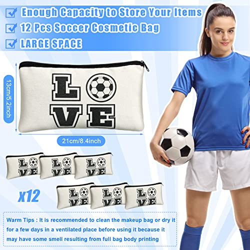Lauwell 12 Pieces Soccer Makeup Bag Cosmetic Bag with Words Soccer Travel Storage Portable Storage Case Toiletry Accessories with Zippers for Players Teams Women Girls - Image 2