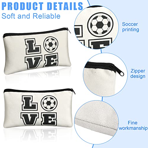 Lauwell 12 Pieces Soccer Makeup Bag Cosmetic Bag with Words Soccer Travel Storage Portable Storage Case Toiletry Accessories with Zippers for Players Teams Women Girls - Image 3