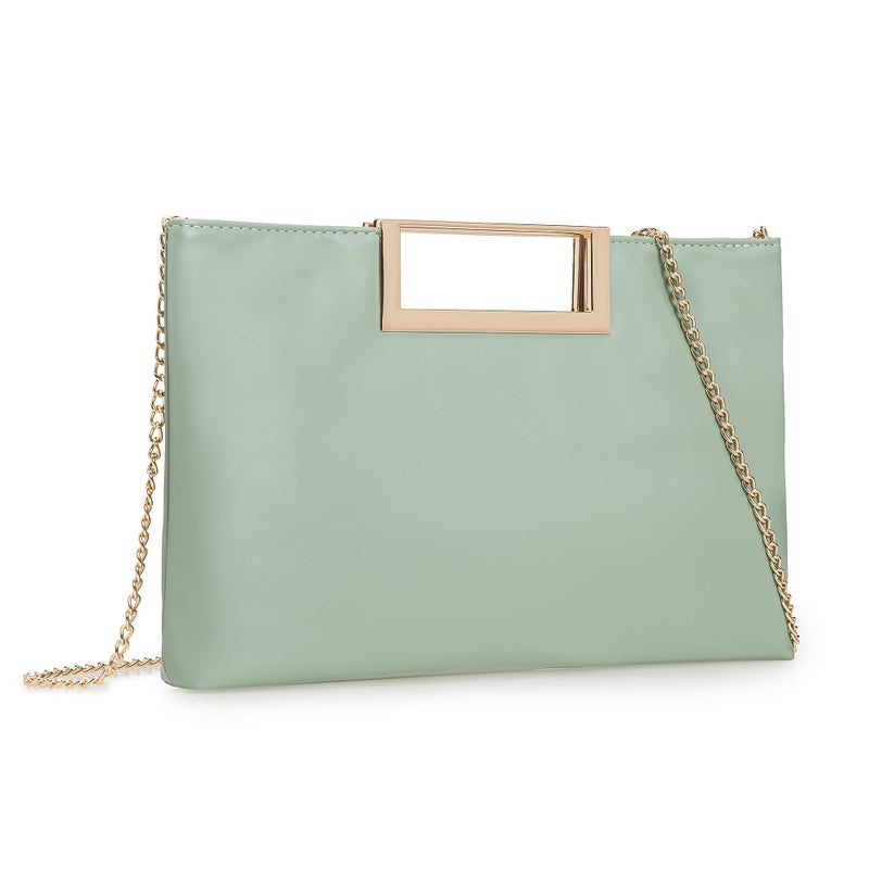 CHARMING TAILOR CHARMING TAILOR Fashion PU Leather Handbag Stylish Women Convertible Clutch Purse (Mint)  - Image 2