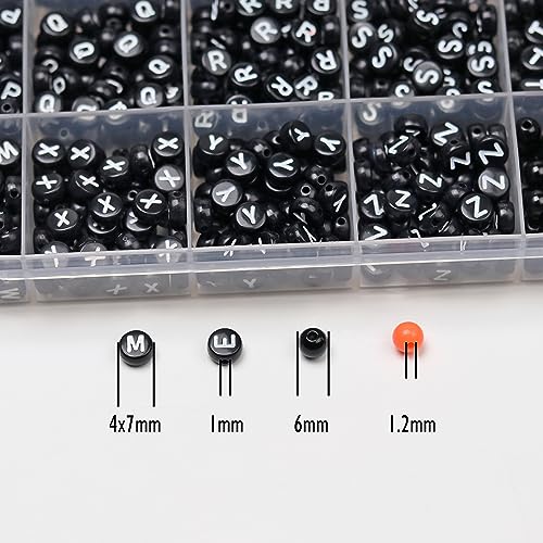 Melius Acrylic Letter Beads, 1450 Pcs Round Alphabet Beads in 28 Grid Box for Jewelry Making, DIY Friendship Bracelets, Necklaces, Key Chains (4x7mm, Black) - Image 3