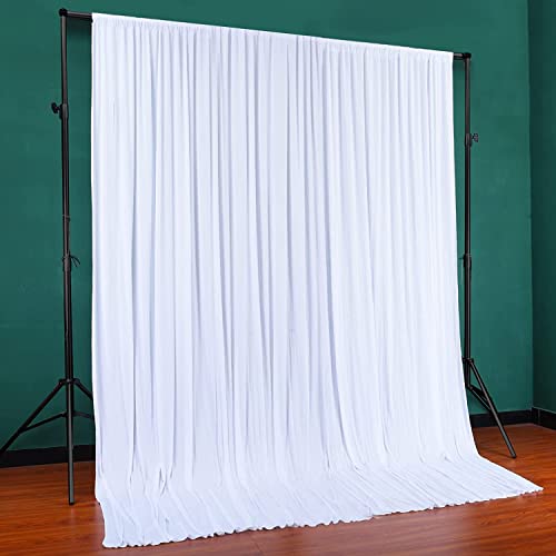 Boltove® White Wrinkle Free Decoration Backdrop Curtain Drapes White Backdrop Panels Background for Photography Wedding Parties Birthday Anniversary Function | Set of 2 | - Image 1