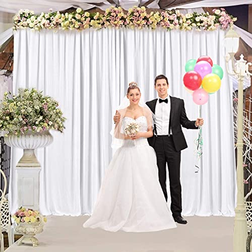 Boltove® White Wrinkle Free Decoration Backdrop Curtain Drapes White Backdrop Panels Background for Photography Wedding Parties Birthday Anniversary Function | Set of 2 | - Image 2